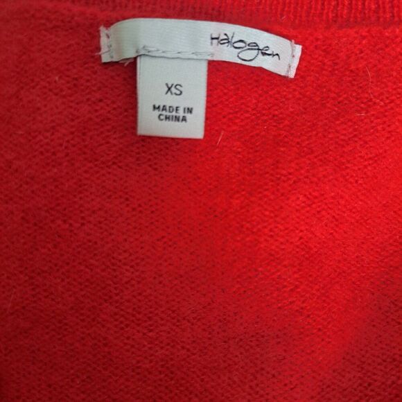 Halogen Women's Red 2 Ply Cashmere Long Sleeve V Neck Pullover Sweater Sz XS - Picture 8 of 8